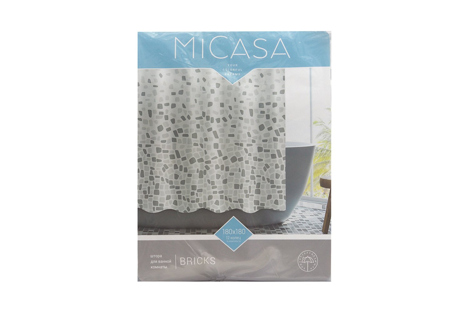 Штора для ванной комнаты MICASA Bricks 180x180 см