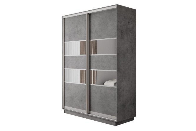 Изображение товара Шкаф-купе 2-дверный Оптима 120х220х60,1 см, бетон, 5 секции бетон/зеркало