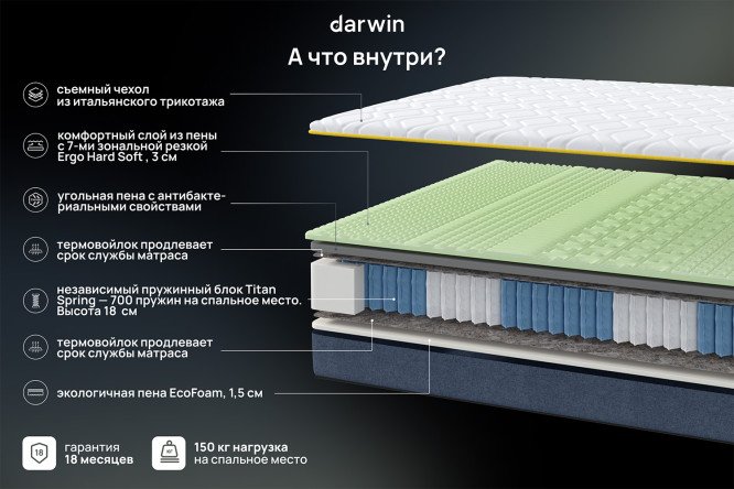 Матрас анатомический DARWIN Zone spring 120х200 см