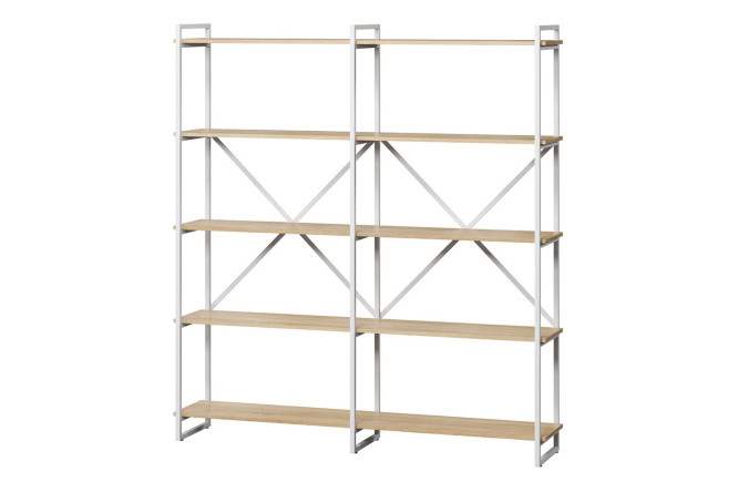 Изображение товара Стеллаж Роквуд с белым и дубовым каркасом размером 160х182х34 см