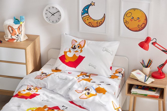 Комплект постельного белья MICASA Teens corgi 145х215 см