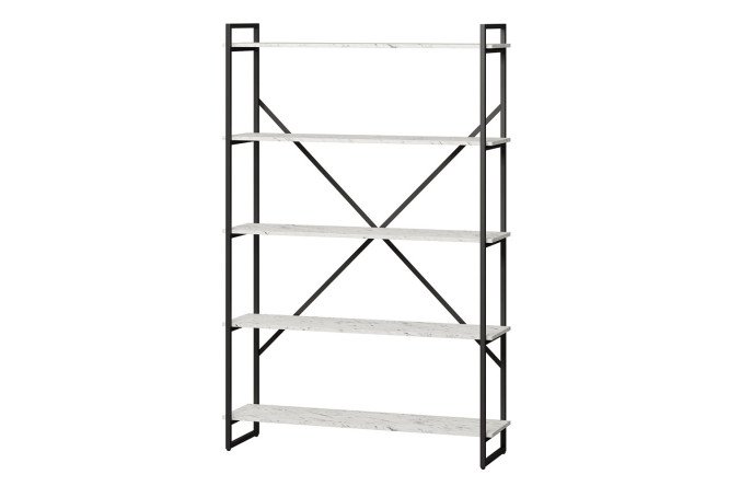Изображение товара Стеллаж Роквуд 120х182х34 см сталь ЛДСП чёрный мрамор сноу