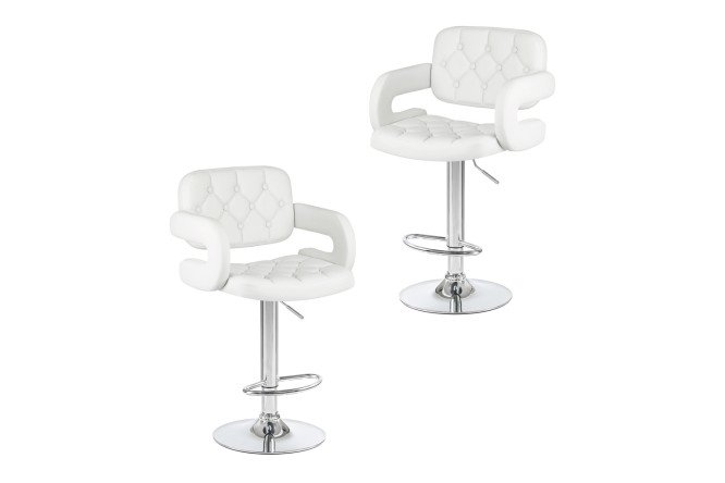 Изображение товара Комплект барных стульев DOBRIN Tiesto 56х95х57 см, цвет обивки белый, ножек хром