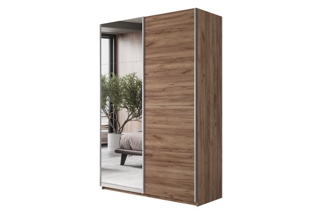 Изображение товара Двухдверный шкаф-купе Cors-2 160х230х57 см дуб крафт табачный с зеркалом