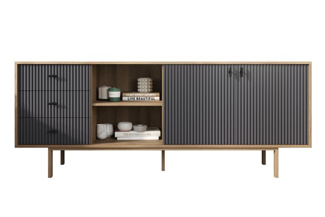 Изображение товара Комод Emerson с дверками и нишей цвет серый/коричневый 190х75х45 см