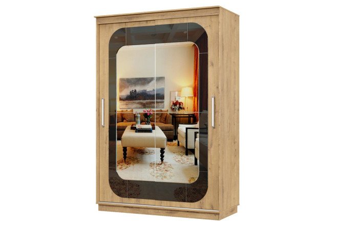 Изображение товара Шкаф-купе 2-дверный Практик 10 с зеркалом и ЛДСП