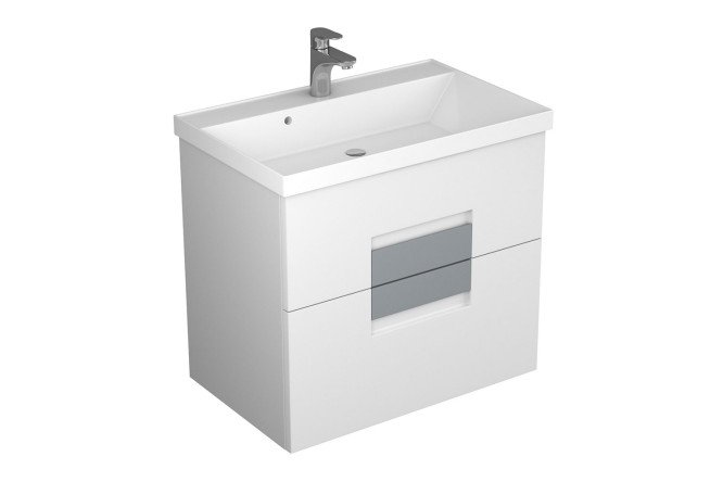 Изображение товара Современная белая подвесная тумба для ванной Vetro 70 57015 с раковиной