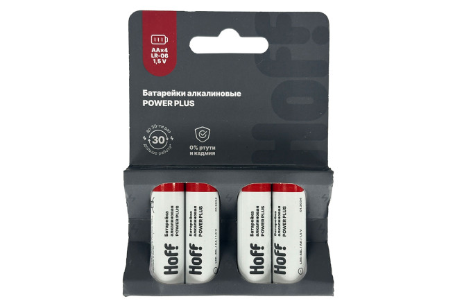 Изображение товара Батарейки алкалиновые HOFF POWER PLUS AA, 4 шт.