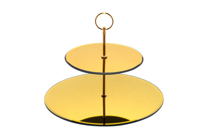 Изображение товара Блюдо сервировочное 2-ярусное AGNESS Феерия Golden Mirror Стекло