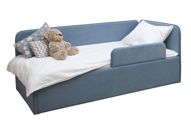 Изображение товара Кровать-тахта Alisa с бортиком и ящиком 80х160 см цвет голубой