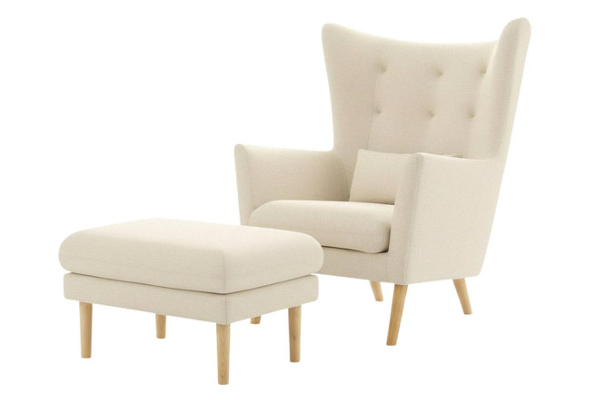Изображение товара Кресло и пуф Эльтон бежевый - стильный комплект для комфортного отдыха
