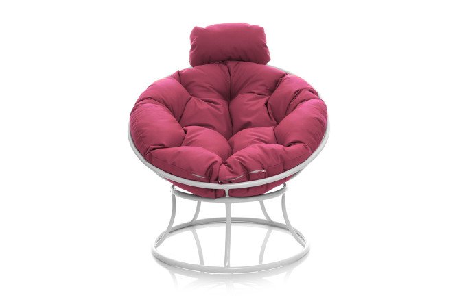 Изображение товара Кресло мини Папасан белый каркас розовые элементы 77x68x81 см