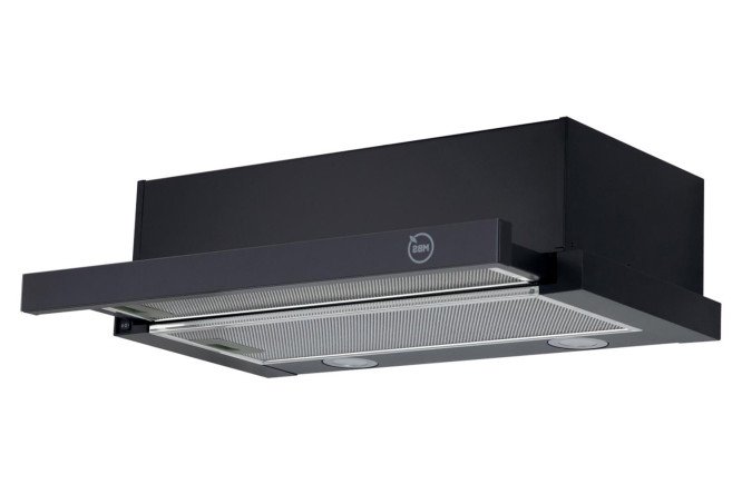 Изображение товара Вытяжка MBS Aralia 160 Black Glass Чёрная стеклянная вытяжка 60х17,6х28 см