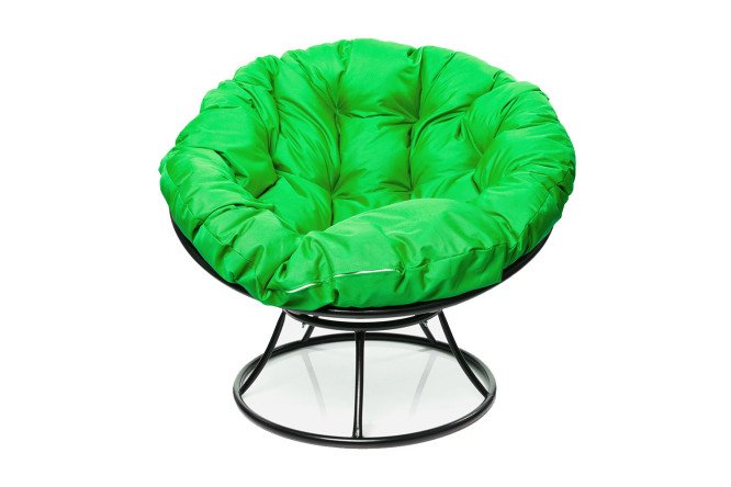 Изображение товара Кресло Папасан чёрный каркас, зелёные элементы, 107x75x107 см
