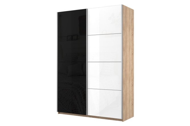 Изображение товара Шкаф-купе 2-дверный Cors 120х230 см, сонома, фасад чёрный, белый глянец