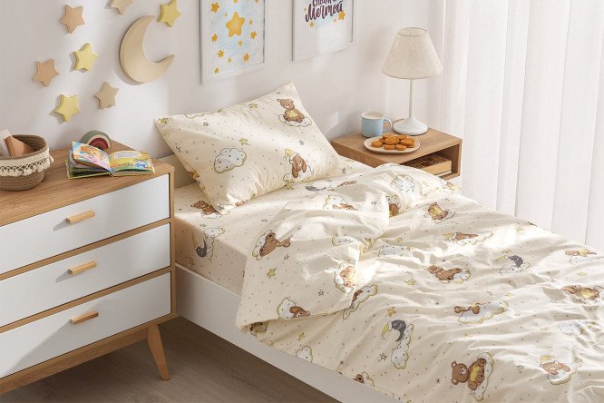 Комплект постельного белья MICASA Sleepy bear детский 145х210 см
