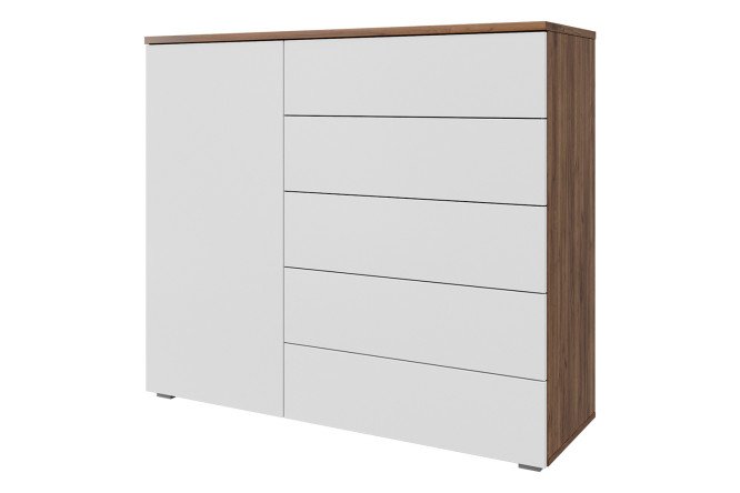 Комод Оскар Лайн 125,4х109,2х44 см, дуб табачный craft, белый гладкий, push-to-open