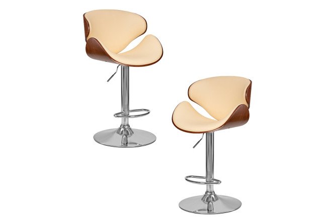 Изображение товара Набор барных стульев DOBRIN Karter 52х92х39 см, цвет обивки кремовый, сидушки коричневый