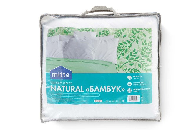 Одеяло MITTE Natural бамбук Полиэфирное волокно 140х205 см, 1,5 спальные