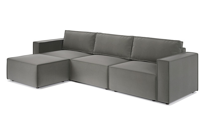 Изображение товара Модульный диван Шарм 25 327х170х70 см серый велюр комфортный и стильный