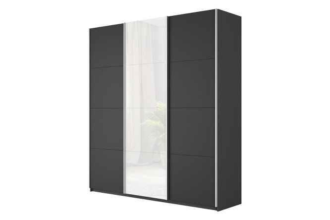 Изображение товара Шкаф-купе 3-дверный Cors 210х230 см, серый диамант, фасад белый глянец, серый диамант