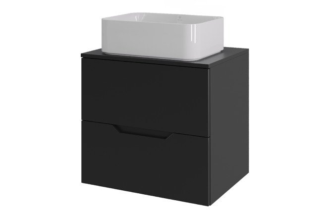 Изображение товара Тумба подвесная ORANGE Line 60 Li-60TubMDF+B02-460W 60.5 см, цвет каркаса чёрный, фасада чёрный
