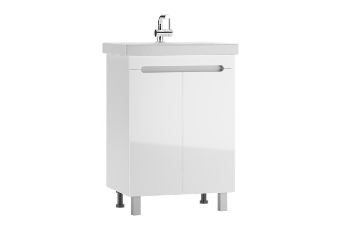 Изображение товара Тумба под раковину Айсберг Аура 56.8 см белая напольная для умывальника