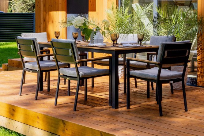 Обеденный комплект Oscar цвет каркаса чёрный, столешницы бежевый