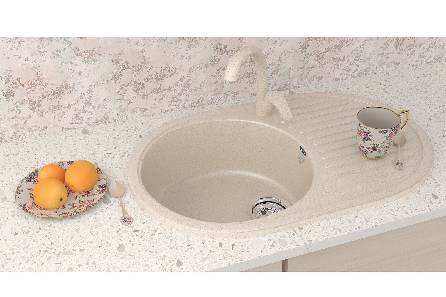 Мойка с крылом ULGRAN U-107 72х45.5х18 см