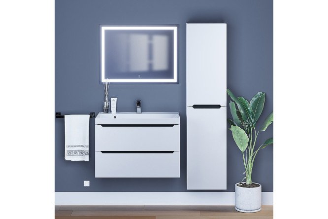 Изображение товара Тумба с раковиной Tanos 80.2 см, цвет каркаса белый, графит, фасада белый