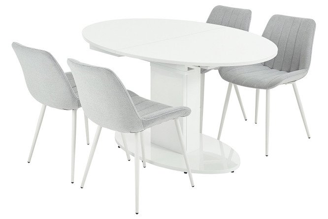 Изображение товара Стулья Магас и раздвижной стол Сентра современный комплект мебели белого цвета