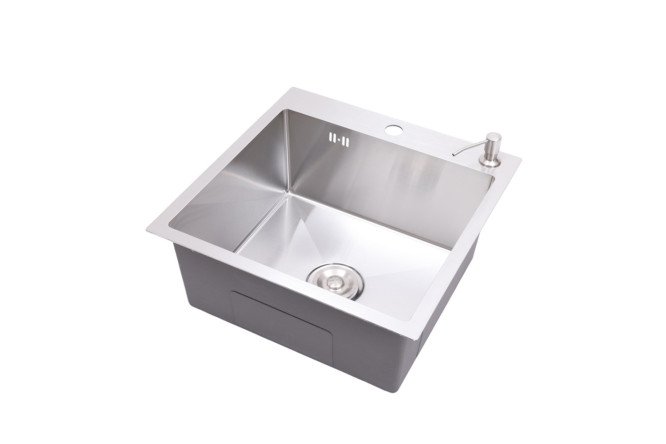 Изображение товара Мойка врезная ALCORA Havana 50х50 см нержавеющая сталь с сифоном и диспенсером