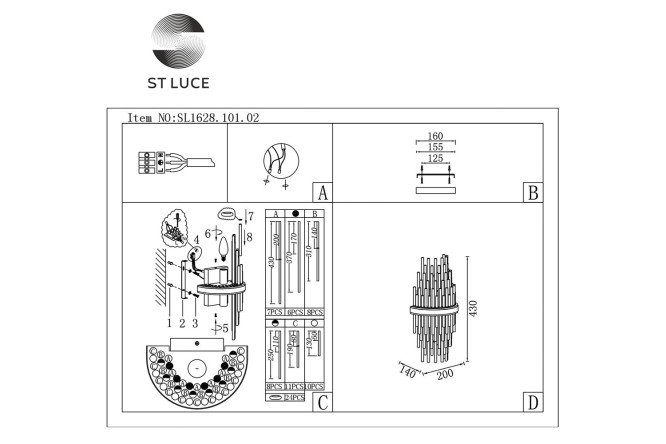 Бра ST LUCE Teramo 4 кв.м, E14