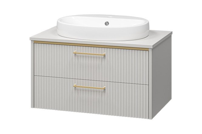 Изображение товара Тумба подвесная Elche 80 81 см, цвет каркаса серый кашемир, золотой, фасада серый кашемир