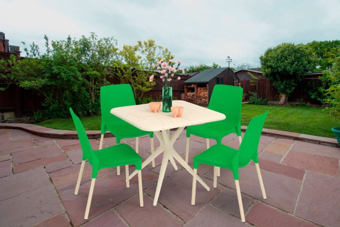 Изображение товара Обеденная группа SHT-DS203 цвет ваниль, зелёный, бежевый