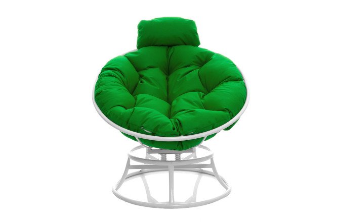 Изображение товара Кресло мини Папасан пружинка цвет каркаса белый, мягких элементов зелёный