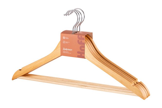 Изображение товара Набор вешалок для одежды HOFF Дафлкот 4 шт. дерево