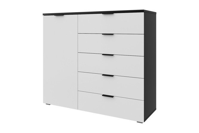 Изображение товара Комод Оскар Мун 125,2х109,2х44 см антрацит с черными ручками