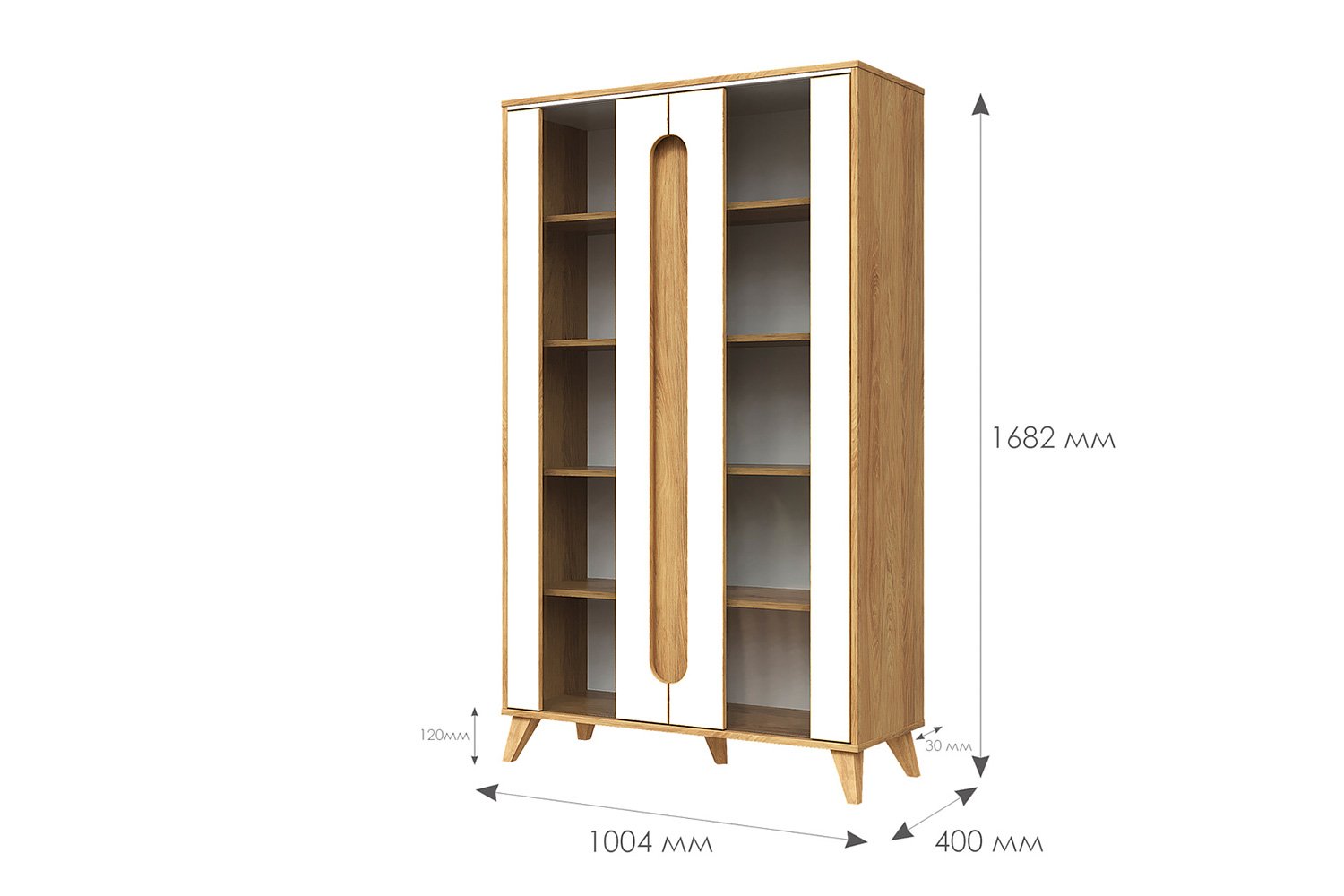 шкаф книжный 5 секций 760х390х2000