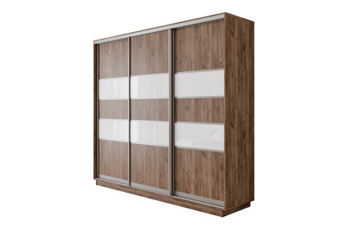 Изображение товара Шкаф-купе Оптима 3-дверный 180x220x60 дуб табачный белое стекло