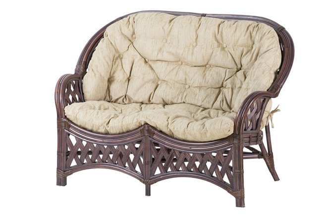 Изображение товара Двухместный диван Cobana каркас орех матовый мягкое бежевое оформление