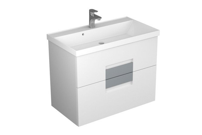Изображение товара Тумба для ванной Vetro 80 с раковиной белый глянец 78х61х44 см