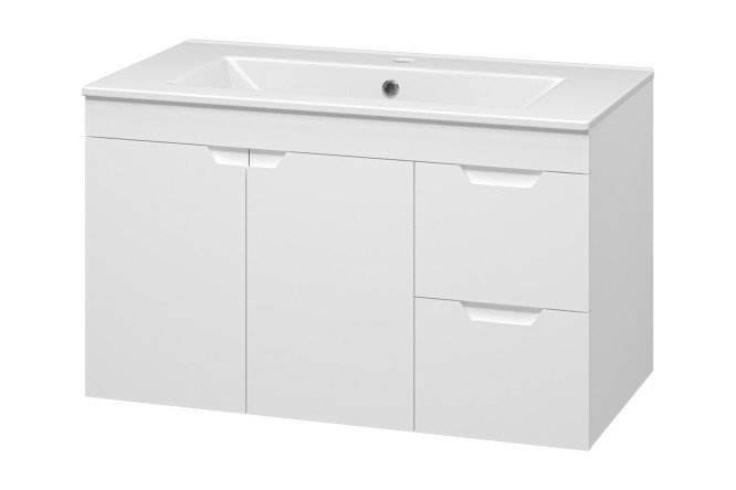 Изображение товара Тумба подвесная Оптима 90 П-Опт-01090-011П3Я с 2 ящиками и 2 дверьми 90 см, цвет каркаса белый, фасада белый