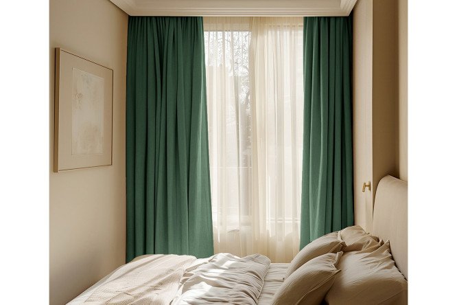 Изображение товара Комплект штор Blackout Рогожка 150х270 см, 2 шт., цвет хвоя