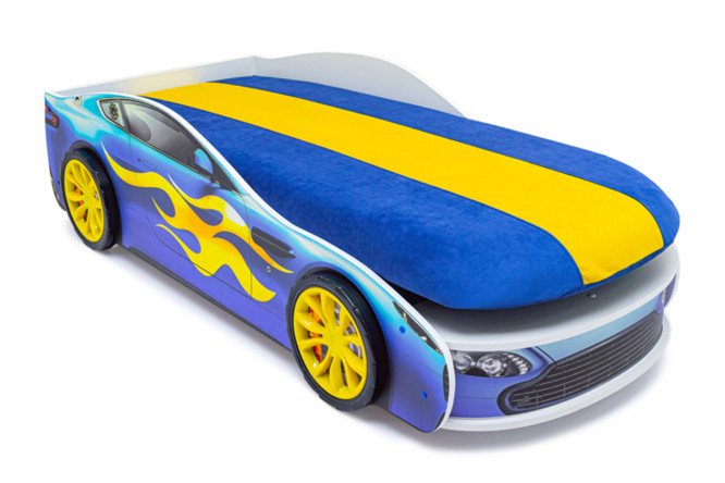 Изображение товара Детская кровать-машина Бондмобиль 75х170 см синий с бельевым ящиком