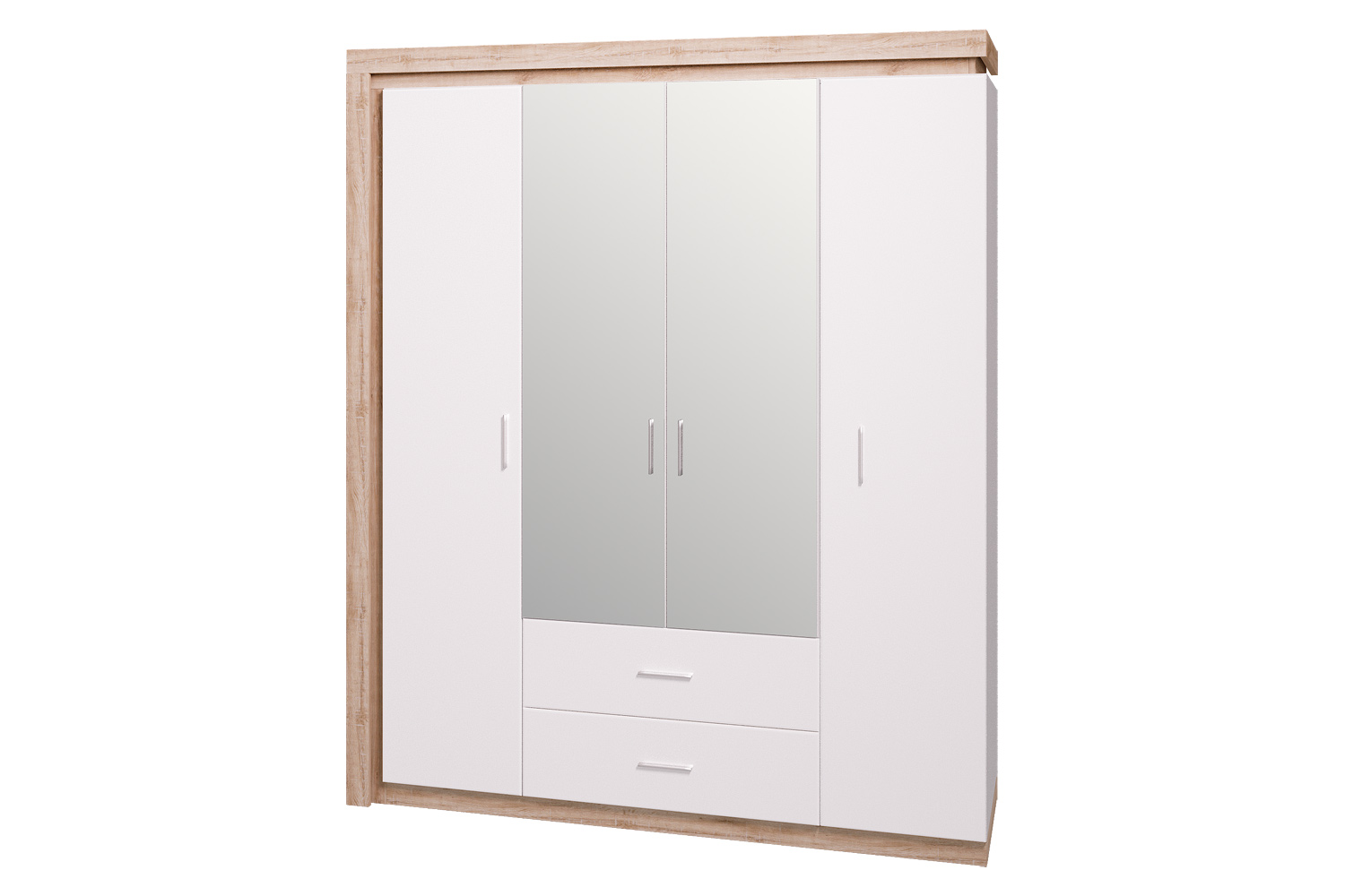 Шкаф 4-дверный с зеркалом люмен