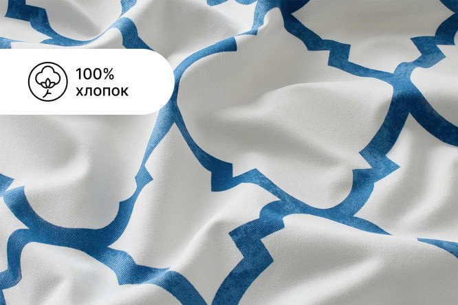 Штора HOFF Монограмма 180х300 см, 1 шт., цвет белый, синий