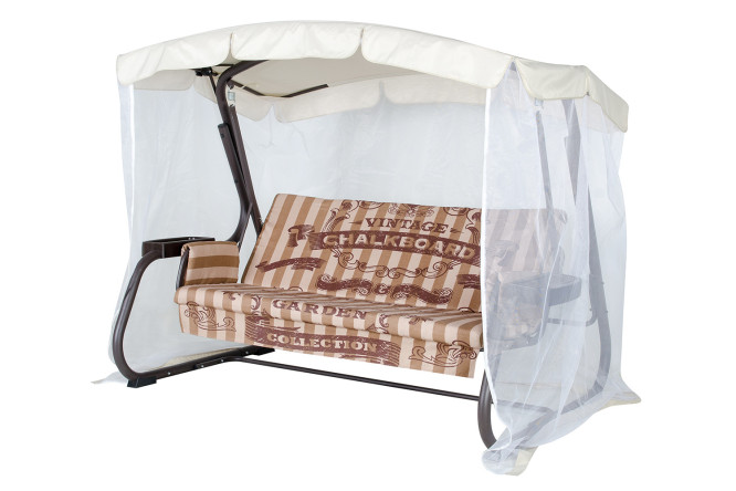 Изображение товара Садовые качели Винтаж цвет каркаса шоколад, тента бежевый