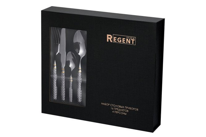 Фото 11 Набор столовых предметов REGENT Inox Luxor 4 перс., 16 шт.
