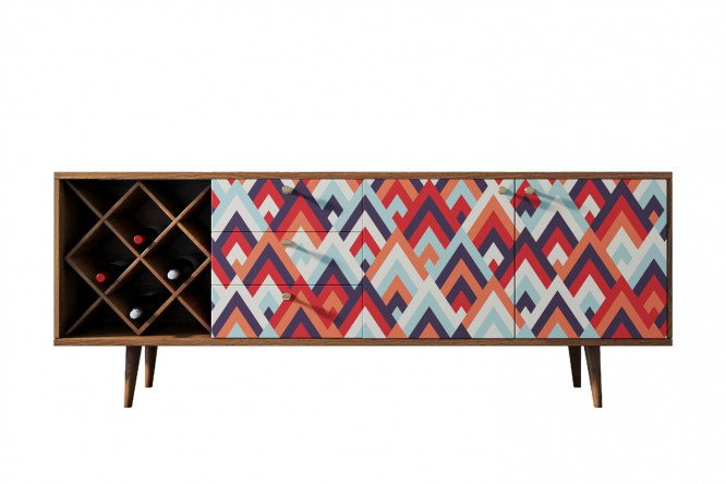 Изображение товара Комод с бутылочницей Berber 180х70х40 см коричневый с принтом фасада